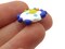 19mm White with Blue Dots and a Duck Bead Flat Round Coin Lampwork Glass Bead